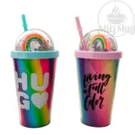 لیوان اسموتی چراغ دار رنگین کمان