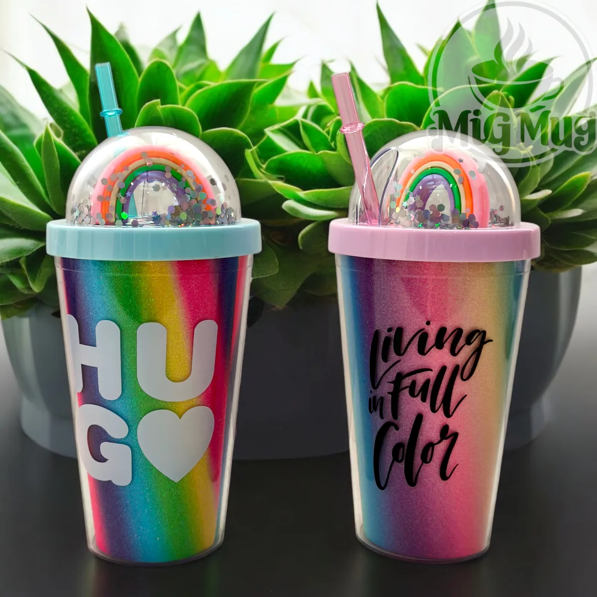 لیوان اسموتی چراغ دار رنگین کمان - Image 2