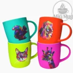 ماگ مخملی رنگی طرح حیوانات