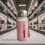 تراول ماگ درب استیل صورتی