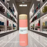 تراول ماگ درب چوبی قلمی صورتی