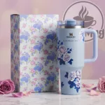 تراول ماگ استنلی گل دار آبی