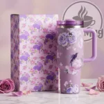 تراول ماگ استنلی گل دار بنفش