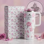 تراول ماگ استنلی گل دار سفید