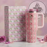 تراول ماگ استنلی گل دار صورتی